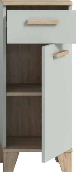 welltime Midischrank »MINTTU, Höhe 87 cm, 1 Tür, 1 Schubkasten, 1 Einlegeboden, 2 Fächer« Türanschlag rechts und links montierbar,Badmöbel, Badschrank, Schrank, Kommode, Bad, Unterschrank