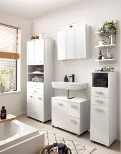 welltime Midischrank »Palermo, Breite 30 cm« Wechselbarer Türanschlag, Metallbeschläge