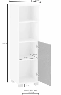 welltime Midischrank »Palermo, Breite 30 cm« Wechselbarer Türanschlag, Metallbeschläge
