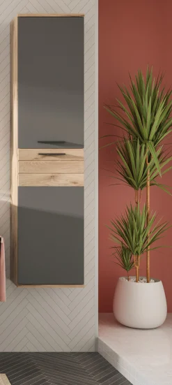 welltime Midischrank »Riga, Breite 37 cm, 2 Türen, 2 Einlegeböden, 1 Konstruktionsboden« Türanschlag wechselbar, Badmöbel, Badschrank, Schrank,Bad, Hochschrank