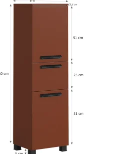 welltime Midischrank »SALVADA, Midischrank 40 cm, gedämpfte Scharniere, Softclose« Rot, Front und Korpus aus hochwertigen MDF, Anti-Finger-Print