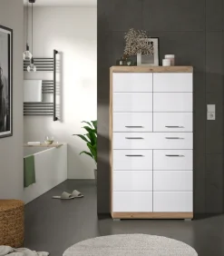 welltime Midischrank »SIENA, Breite 74cm, 4 Türen, 1 Schubkasten, 4 Fächer, MDF-Front« TOPSELLER!,in verschiedenen Farben erhältlich, Badmöbel, Badschrank, Schrank, Bad