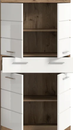welltime Midischrank »SIENA, Breite 74cm, 4 Türen, 1 Schubkasten, 4 Fächer, MDF-Front« TOPSELLER!,in verschiedenen Farben erhältlich, Badmöbel, Badschrank, Schrank, Bad
