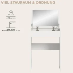 welltime Schminktisch »MIRA, Breite 62cm, aufklappbar mit Innenspiegel & Stauraumfach« Kosmetiktisch, Frieserkommode, Schreibtisch, Home-Office-Schreibtisch