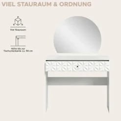 welltime Schminktisch »Vicenza Schminktisch inkl. Spiegel« 1 Stk. tlg. Schminktisch, 1 Schubkasten, Frisiertisch, Ornament