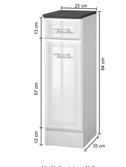 welltime Unterschrank »Neapel« Breite 25 cm, mit Hochglanzfronten und eleganter Fräsung