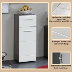 welltime Unterschrank »Sovana« Badkommode mit Hochglanzfront und 1 Schublade - (B/T/H) 30/31/80 cm