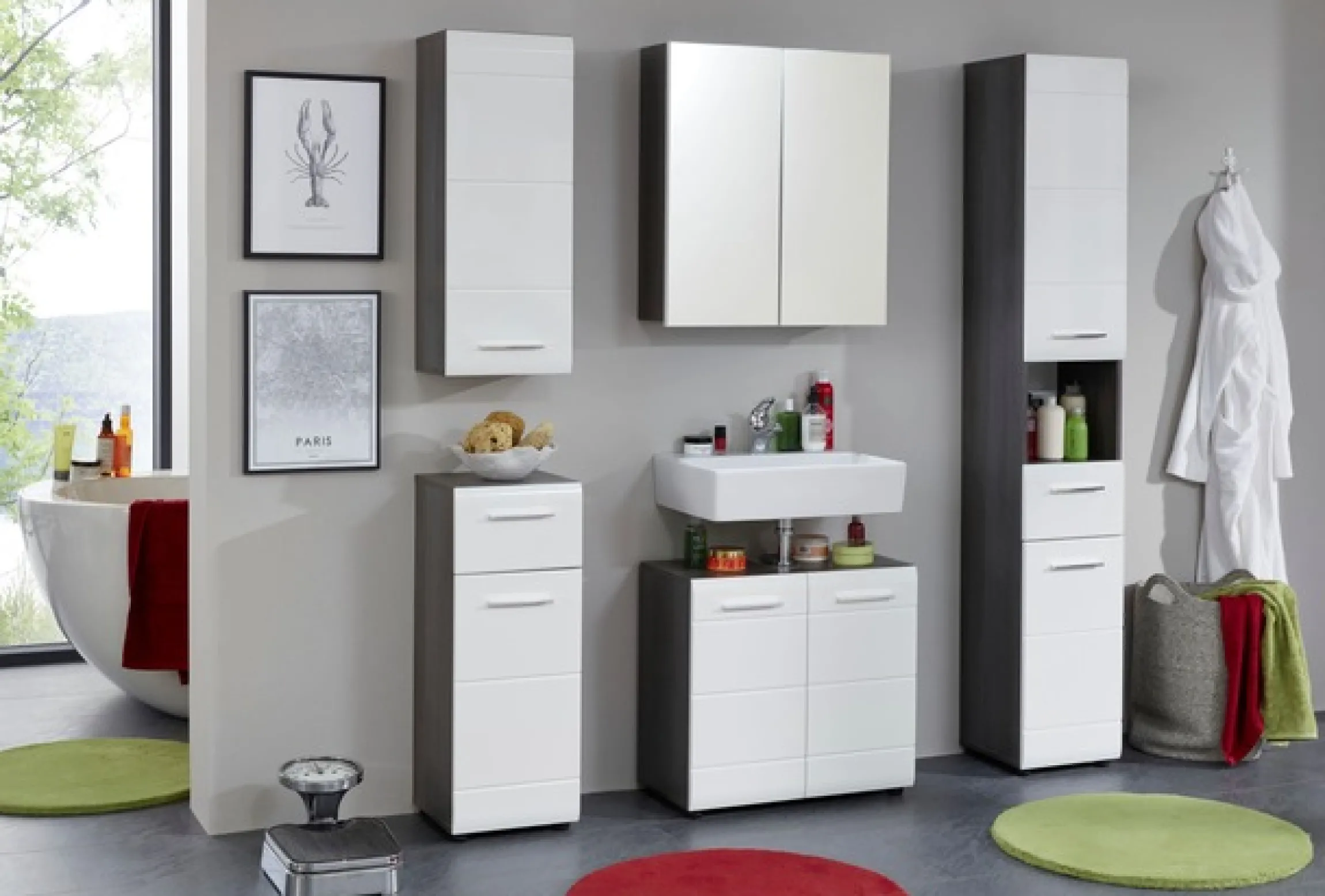welltime Unterschrank »Sovana« Badkommode mit Hochglanzfront und 1 Schublade - (B/T/H) 30/31/80 cm
