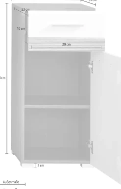 welltime Unterschrank »Toulon« Kommode mit 1 Tür & 1 Schublade - (B/T/H) 37/31/80 cm