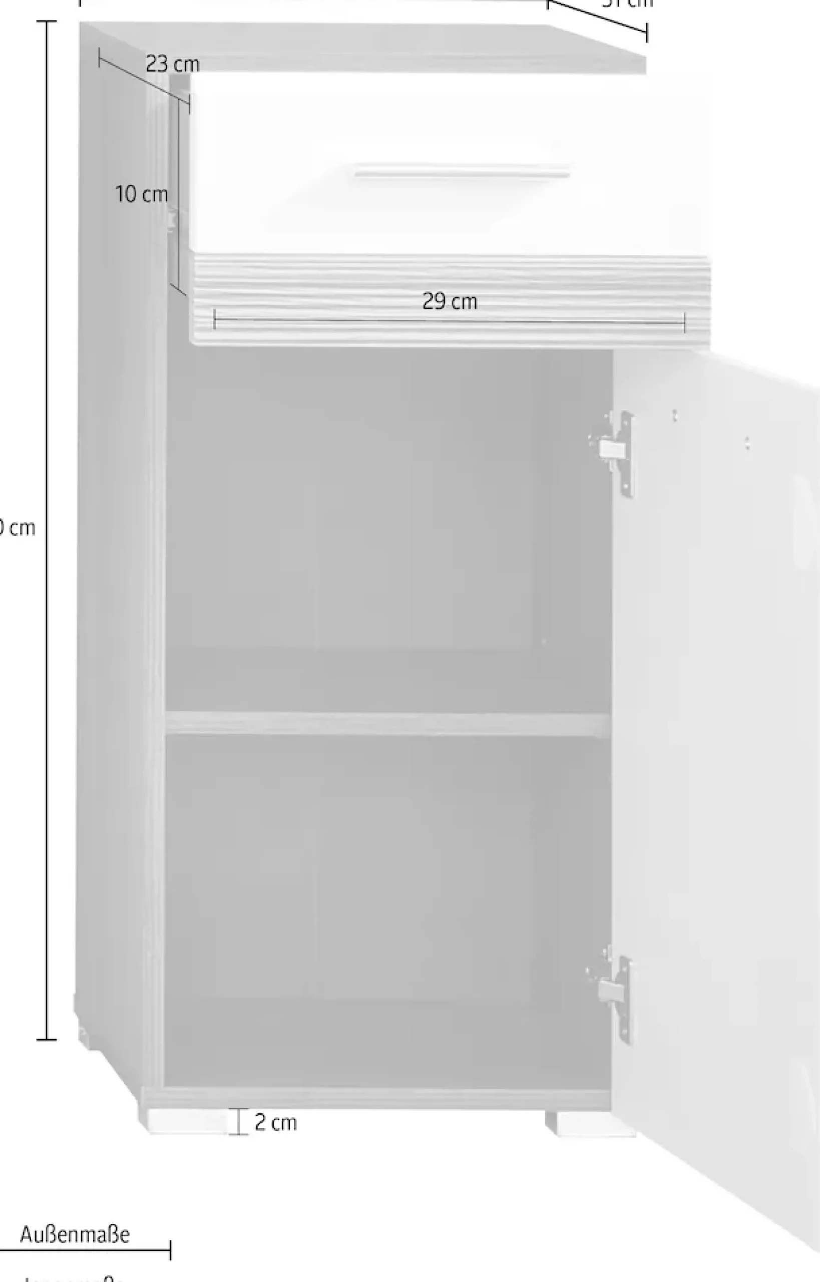 welltime Unterschrank »Toulon« Kommode mit 1 Tür & 1 Schublade - (B/T/H) 37/31/80 cm
