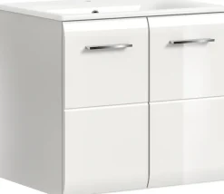 welltime Waschbeckenunterschrank »FLORENZ, Breite 60 cm, inkl. Waschbecken, hängende Montage« TOPSELLER!, 2 Stk. tlg. hochwertige MDF Front, Griff chromglänzend, Badschrank, Bad
