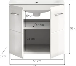 welltime Waschbeckenunterschrank »FLORENZ, Breite 60 cm, inkl. Waschbecken, hängende Montage« TOPSELLER!, 2 Stk. tlg. hochwertige MDF Front, Griff chromglänzend, Badschrank, Bad