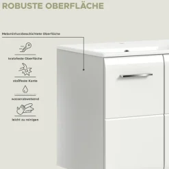 welltime Waschbeckenunterschrank »FLORENZ, Breite 60 cm, inkl. Waschbecken, hängende Montage« TOPSELLER!, 2 Stk. tlg. hochwertige MDF Front, Griff chromglänzend, Badschrank, Bad