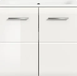 welltime Waschbeckenunterschrank »FLORENZ, Breite 60 cm, inkl. Waschbecken, hängende Montage« TOPSELLER!, 2 Stk. tlg. hochwertige MDF Front, Griff chromglänzend, Badschrank, Bad
