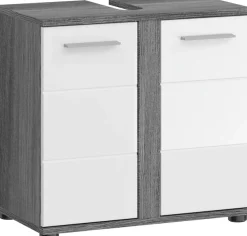 welltime Waschbeckenunterschrank »LUCCA, Breite 60cm, 2 Türen, 2 Fächer,mit Siphonausschnitt« MDF-Front, Badmöbel, Badschrank, Schrank, Kommode, Bad, Badezimmer