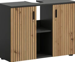 welltime Waschbeckenunterschrank »MANI, Paneeloptik, 2 offene Fächer, Siphonausschnitt« 1 Stk. tlg. WBU, Waschbeckenunterschrank, Unterschrank, Badschrank, Badezimmer
