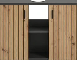 welltime Waschbeckenunterschrank »MANI, Paneeloptik, 2 offene Fächer, Siphonausschnitt« 1 Stk. tlg. WBU, Waschbeckenunterschrank, Unterschrank, Badschrank, Badezimmer