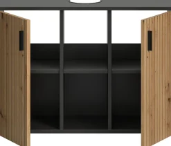 welltime Waschbeckenunterschrank »MANI, Paneeloptik, 2 offene Fächer, Siphonausschnitt« 1 Stk. tlg. WBU, Waschbeckenunterschrank, Unterschrank, Badschrank, Badezimmer