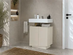 welltime Waschbeckenunterschrank »Vela,Breite 60cm, 2 Türen, 2 Fächer, mit Siphonausschnitt« 1 Stk. tlg. Waschbeckenunterschrank,Waschtisch,Design mit schrägen Türen