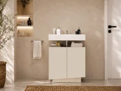 welltime Waschbeckenunterschrank »Vela,Breite 60cm, 2 Türen, 2 Fächer, mit Siphonausschnitt« 1 Stk. tlg. Waschbeckenunterschrank,Waschtisch,Design mit schrägen Türen