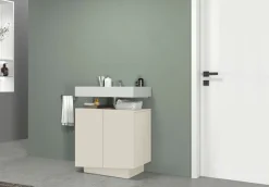 welltime Waschbeckenunterschrank »Vela,Breite 60cm, 2 Türen, 2 Fächer, mit Siphonausschnitt« 1 Stk. tlg. Waschbeckenunterschrank,Waschtisch,Design mit schrägen Türen