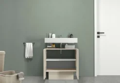 welltime Waschbeckenunterschrank »Vela,Breite 60cm, 2 Türen, 2 Fächer, mit Siphonausschnitt« 1 Stk. tlg. Waschbeckenunterschrank,Waschtisch,Design mit schrägen Türen