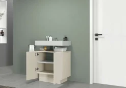 welltime Waschbeckenunterschrank »Vela,Breite 60cm, 2 Türen, 2 Fächer, mit Siphonausschnitt« 1 Stk. tlg. Waschbeckenunterschrank,Waschtisch,Design mit schrägen Türen