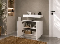 welltime Waschbeckenunterschrank »Vela,Breite 60cm, 2 Türen, 2 Fächer, mit Siphonausschnitt, lackiert« 1 Stk. tlg. Waschbeckenunterschrank,Waschtisch,Design mit schrägen Türen