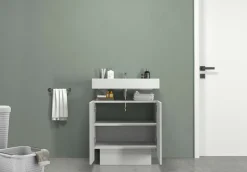welltime Waschbeckenunterschrank »Vela,Breite 60cm, 2 Türen, 2 Fächer, mit Siphonausschnitt, lackiert« 1 Stk. tlg. Waschbeckenunterschrank,Waschtisch,Design mit schrägen Türen