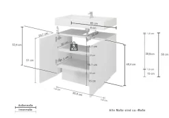 welltime Waschbeckenunterschrank »Vela,Breite 60cm, 2 Türen, 2 Fächer, mit Siphonausschnitt, lackiert« 1 Stk. tlg. Waschbeckenunterschrank,Waschtisch,Design mit schrägen Türen