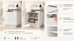 welltime Waschbeckenunterschrank »Vela,Breite 60cm, 2 Türen, 2 Fächer, mit Siphonausschnitt, lackiert« 1 Stk. tlg. Waschbeckenunterschrank,Waschtisch,Design mit schrägen Türen