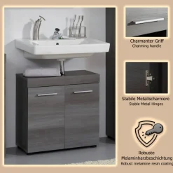 welltime Waschbeckenunterschrank »Royan« Waschbeckenunterschrank mit 2 Türen - (B/T/H) 58/31/57 cm