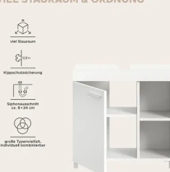 welltime Waschbeckenunterschrank »HANO,Badezimmer, WBU, Waschtisch,Kommode, Unterschrank« in 2 verschiedenen Farben und 2 verschiedenen Ausstattungen erhältlich,1 Tür, 2 höhenverstellbare E-Böden, 4 Fächer, mit Siphonausschnitt