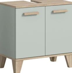 welltime Waschbeckenunterschrank »MINTTU, Breite 60 cm, 2 Türen, 1 Einlegeboden, 2 Fächer« mit Siphonausschnitt 8x23 cm,Badmöbel, Badschrank, Schrank, Kommode, Bad, Unterschrank