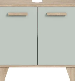 welltime Waschbeckenunterschrank »MINTTU, Breite 60 cm, 2 Türen, 1 Einlegeboden, 2 Fächer« mit Siphonausschnitt 8x23 cm,Badmöbel, Badschrank, Schrank, Kommode, Bad, Unterschrank