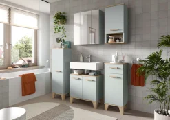 welltime Waschbeckenunterschrank »MINTTU, Breite 60 cm, 2 Türen, 1 Einlegeboden, 2 Fächer« mit Siphonausschnitt 8x23 cm,Badmöbel, Badschrank, Schrank, Kommode, Bad, Unterschrank