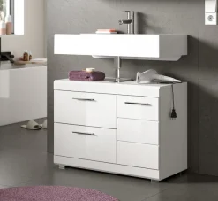 welltime Waschbeckenunterschrank »SIENA, Breite 80cm, 1 Tür, 1 Schubkasten, 1 Klappe, 2 Fächer,MDF-Front« WBU, Badmöbel, Badschrank, Kommode, Unterschrank, Bad, Badezimmer