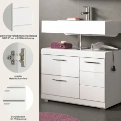 welltime Waschbeckenunterschrank »SIENA, Breite 80cm, 1 Tür, 1 Schubkasten, 1 Klappe, 2 Fächer,MDF-Front« WBU, Badmöbel, Badschrank, Kommode, Unterschrank, Bad, Badezimmer