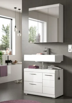 welltime Waschbeckenunterschrank »SIENA, Breite 80cm, 1 Tür, 1 Schubkasten, 1 Klappe, 2 Fächer,MDF-Front« WBU, Badmöbel, Badschrank, Kommode, Unterschrank, Bad, Badezimmer