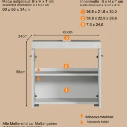 welltime Waschbeckenunterschrank »Avena« Waschtisch 2türig- Aussparung 26/8 cm - (B/T/H) 60/34/56 cm