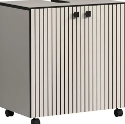 welltime Waschbeckenunterschrank »Amrum« BxHxT 80 x 64 x 42cm Waschbeckenunterschrank Eiche Rillenoptik