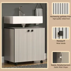 welltime Waschbeckenunterschrank »Amrum« BxHxT 80 x 64 x 42cm Waschbeckenunterschrank Eiche Rillenoptik
