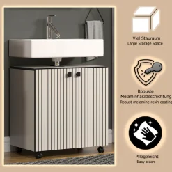 welltime Waschbeckenunterschrank »Amrum« BxHxT 80 x 64 x 42cm Waschbeckenunterschrank Eiche Rillenoptik