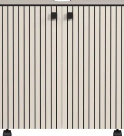 welltime Waschbeckenunterschrank »Amrum« BxHxT 80 x 64 x 42cm Waschbeckenunterschrank Eiche Rillenoptik