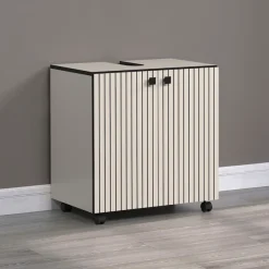 welltime Waschbeckenunterschrank »Amrum« BxHxT 80 x 64 x 42cm Waschbeckenunterschrank Eiche Rillenoptik