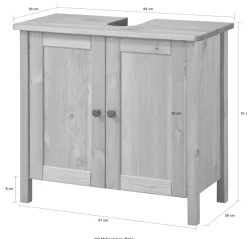 welltime Waschbeckenunterschrank »Landhaus Sylt, Badschrank, Badmöbel, FSC®-zertifiziert« Badmöbel im Landhaus-Stil, Breite 64 cm, aus Massivholz