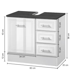 welltime Waschbeckenunterschrank »Neapel« Breite 60 cm, mit Hochglanzfronten und eleganter Fräsung