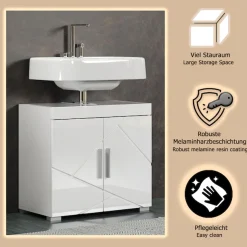 welltime Waschbeckenunterschrank »Avena« 1 Stk. tlg. Waschbeckenunterschrank mit Türen & Einlegeboden – (B/T/H) 60/34/56 cm