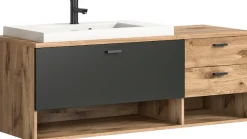 welltime Waschbeckenunterschrank »Dolo, Breite 138 cm, inkl. Aufsatzwaschbecken, 2 Schubkästen, 1 Klappe« 2 Stk. tlg. Hängeschrank, Unterschrank, Badmöbel, Badschrank, Schrank, Bad