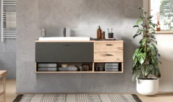 welltime Waschbeckenunterschrank »Dolo, Breite 138 cm, inkl. Aufsatzwaschbecken, 2 Schubkästen, 1 Klappe« 2 Stk. tlg. Hängeschrank, Unterschrank, Badmöbel, Badschrank, Schrank, Bad